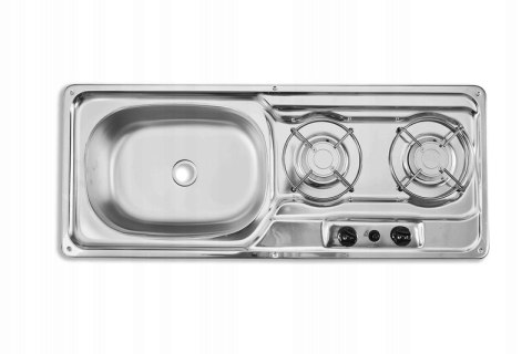 Kuchenka 2 palnikowa ze zlewozmywakiem stal nierdzewna