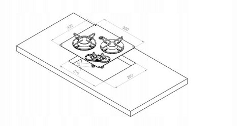 Kuchenka do zabudowy Carbest z 2 palnikami powierzchnią ze stali nierdzewne