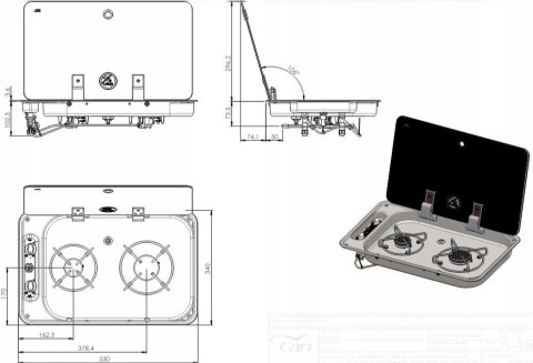 PŁYTA GAZOWA KUCHENKA 2 PALNIKI DO ZABUDOWY CAN FC 1336-S