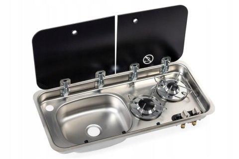 Wbudowana kuchenka z 2 palnikami i zlewozmywakiem Carbest lewa