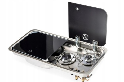 Wbudowana kuchenka z 2 palnikami i zlewozmywakiem Carbest lewa