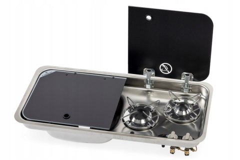 Wbudowana kuchenka z 2 palnikami i zlewozmywakiem Carbest lewa