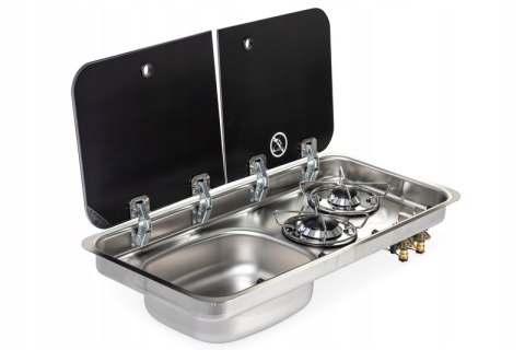 Wbudowana kuchenka z 2 palnikami i zlewozmywakiem Carbest lewa