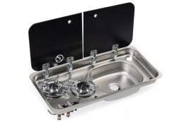 Wbudowana kuchenka z 2 palnikami i zlewozmywakiem Carbest prawy