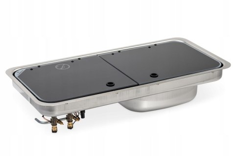 Wbudowana kuchenka z 2 palnikami i zlewozmywakiem Carbest prawy