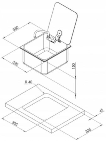 ZLEW ZLEWOZMYWAK STAL NIERDZEWNA CAN 32x35x15 cm