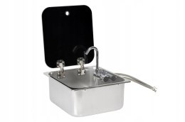 Zlewozmywak do zabudowy ze szklaną pokrywą + składany kran - Carbest