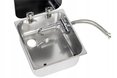 Zlewozmywak do zabudowy ze szklaną pokrywą + składany kran - Carbest