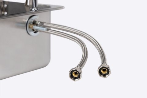 Zlewozmywak do zabudowy ze szklaną pokrywą + składany kran - Carbest