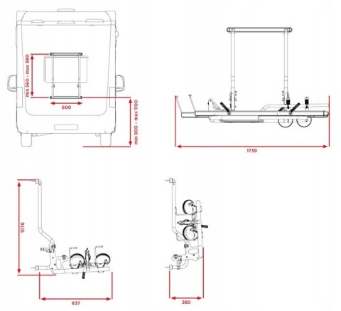 Bagażnik rowerowy Br-systems Bike Lift na 2 lub 3 rowery elektryczne CZARNY