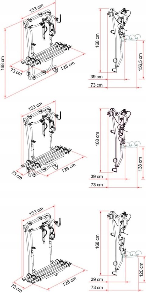 Bagażnik rowerowy do kampera Carry-Bike Frame Crafter 3 rowery Fiamma