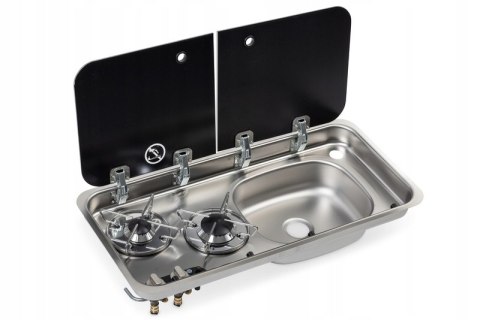 Wbudowana kuchenka z 2 palnikami i zlewozmywakiem Carbest prawy