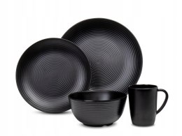 Zestaw obiadowy LUND, czarny, 16 elementów