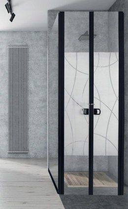 Drzwi prysznicowe 2-częsciowe czarne